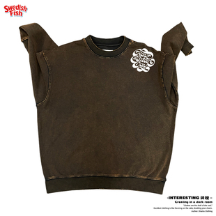 interesting灵魂 图案原创小众Style潮流圆领卫衣 质感肩膀个性