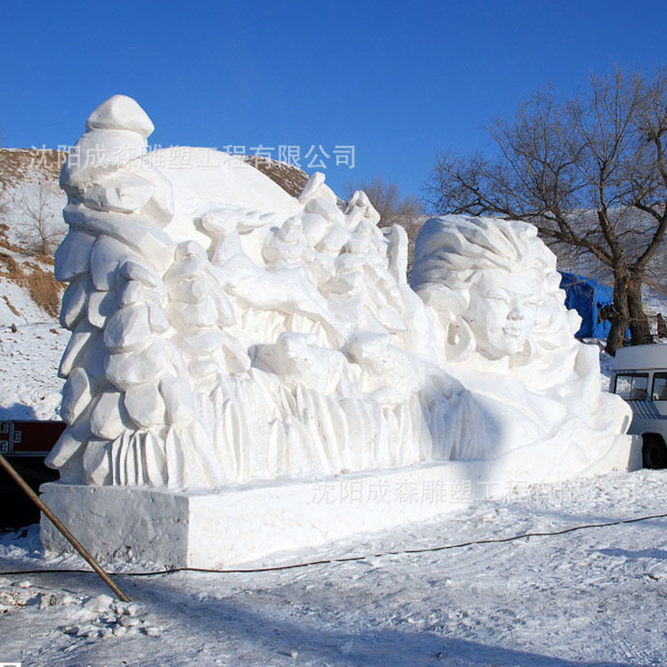 圣诞主题雪雕发光道具易安装可复用耐候商场景区装饰爆款