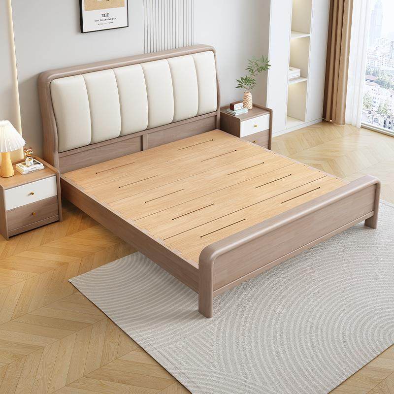 北欧全实木加厚软包床1.5米现代简约主卧室1.8米单双人榫卯满铺床
