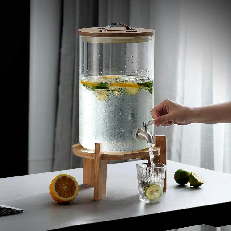 大容量玻璃冷水壶带龙头可乐冷饮装水凉水壶家用耐高温网红冷水桶