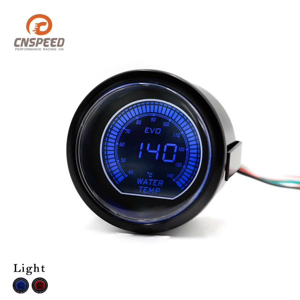 12V通用改装汽车水温表 2寸(52mm)EVO数字液晶双色涡轮水温表