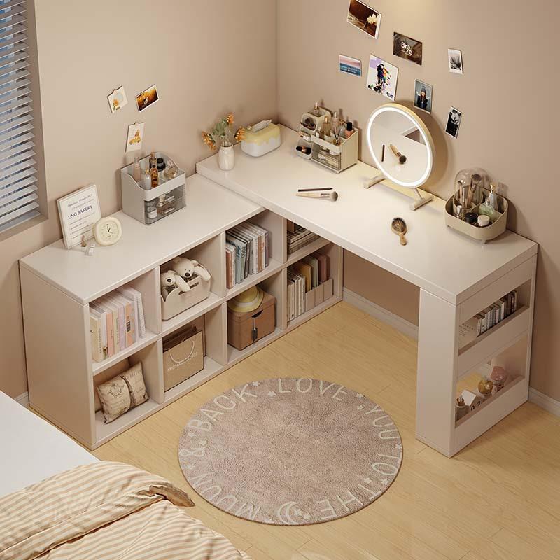 梳妆台现代简约收纳柜一体式奶油风女生卧室多功能电脑办公化妆桌