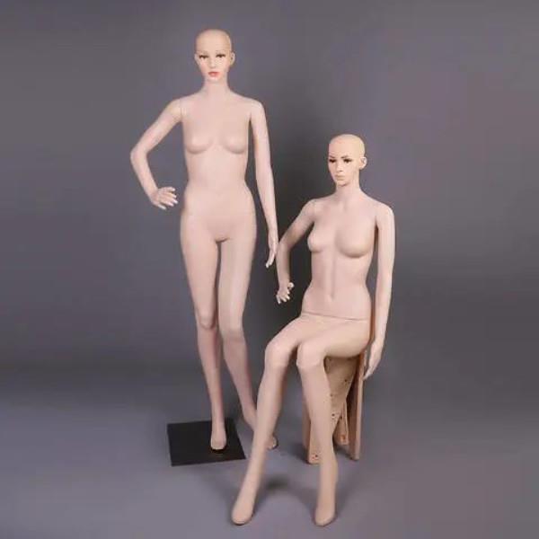 高档服装店模特女假人服装道具全身橱窗展示衣服架肤色款铁盘低价