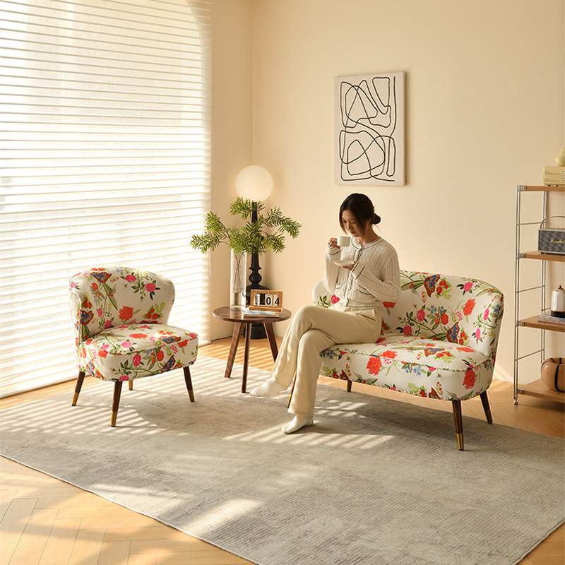 美式轻奢复古单人沙发椅设计师款客厅卧室休闲懒人沙发组合老虎椅