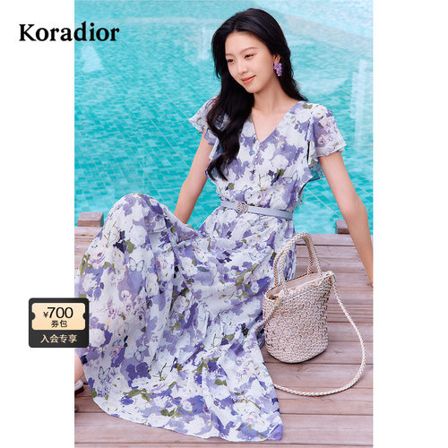 【寻梦蝶影】Koradior珂莱蒂尔商场同款25夏度假风浪漫玫瑰连衣裙