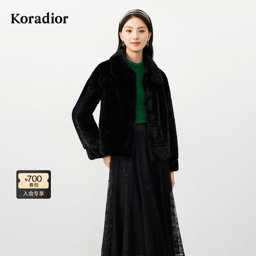 【水貂毛】Koradior珂莱蒂尔商场同款冬季气质时尚立领皮草外套女