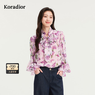 25年秋气质印花雪纺衬衫 Koradior珂莱蒂尔商场同款 100桑蚕丝