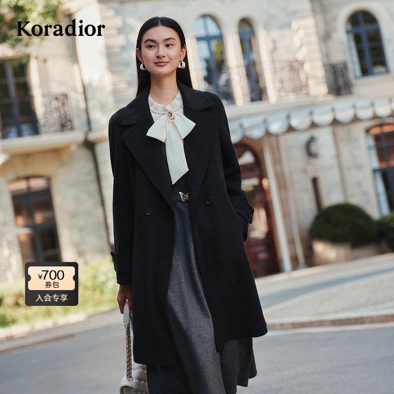 【100山羊绒】Koradior珂莱蒂尔商场同款2025冬气质双面呢大衣女