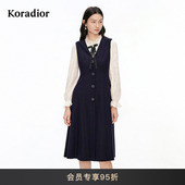 Koradior珂莱蒂尔商场同款 100绵羊毛 2025冬气质背心连衣裙女