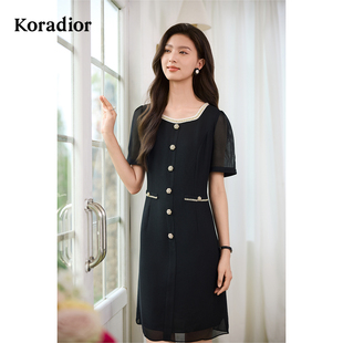 Koradior珂萊蒂爾商場(chǎng)同款 2025夏氣質(zhì)千金風(fēng)香風(fēng)連衣裙小黑裙女