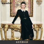 新款 Koradior珂莱蒂尔商场同款 2026春季 气质两件套连衣裙小黑裙女