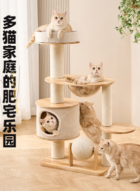 实木猫爬架猫屋大猫专用猫咪爬架猫窝一体树洞猫架多层猫抓柱