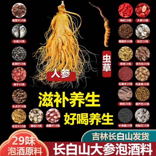 泡酒料人参送虫草滋补养生长白山