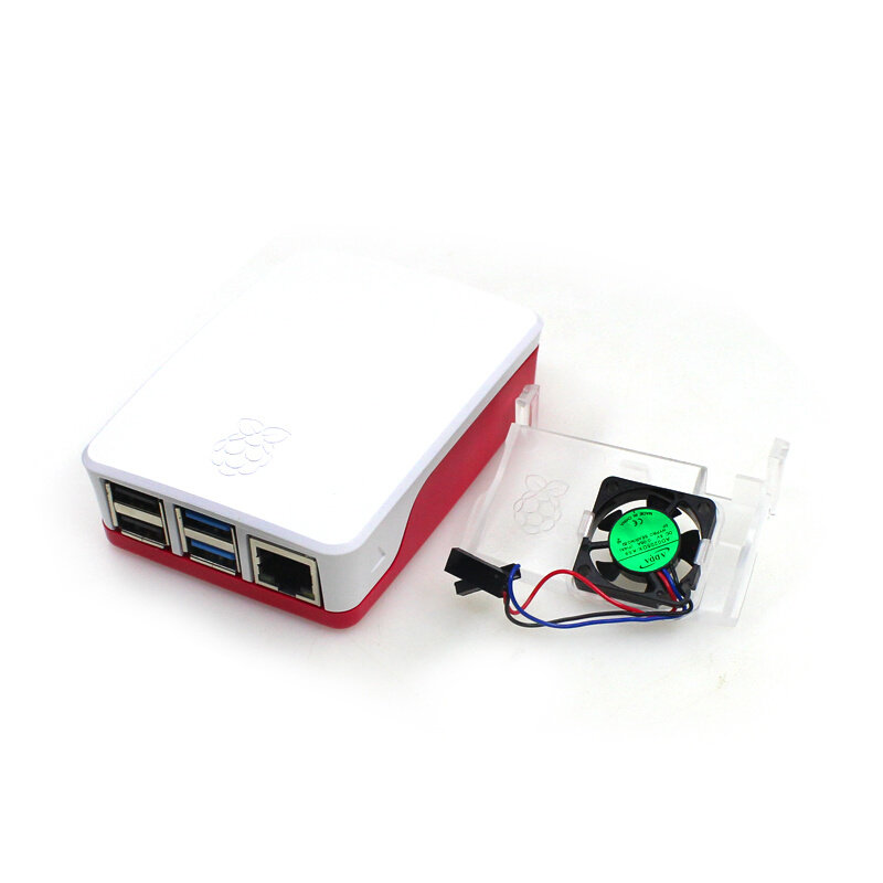 树莓派4b外壳  raspberry pi 4 case 风扇 散热器红白外壳