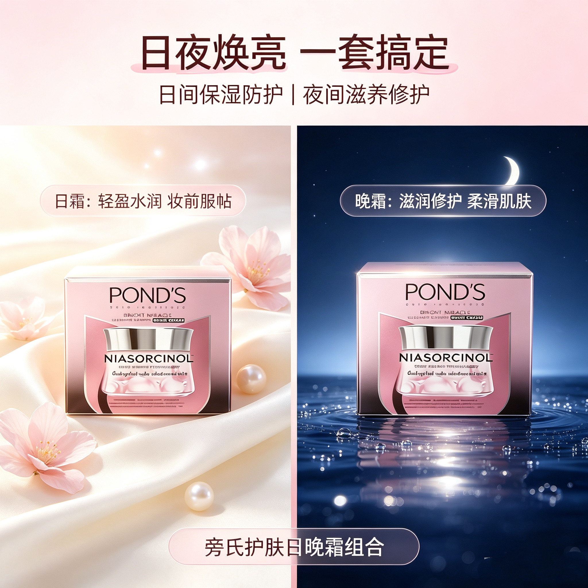 泰国Ponds旁氏日晚面霜 补水保湿滋润净白提亮肤色30g/45g