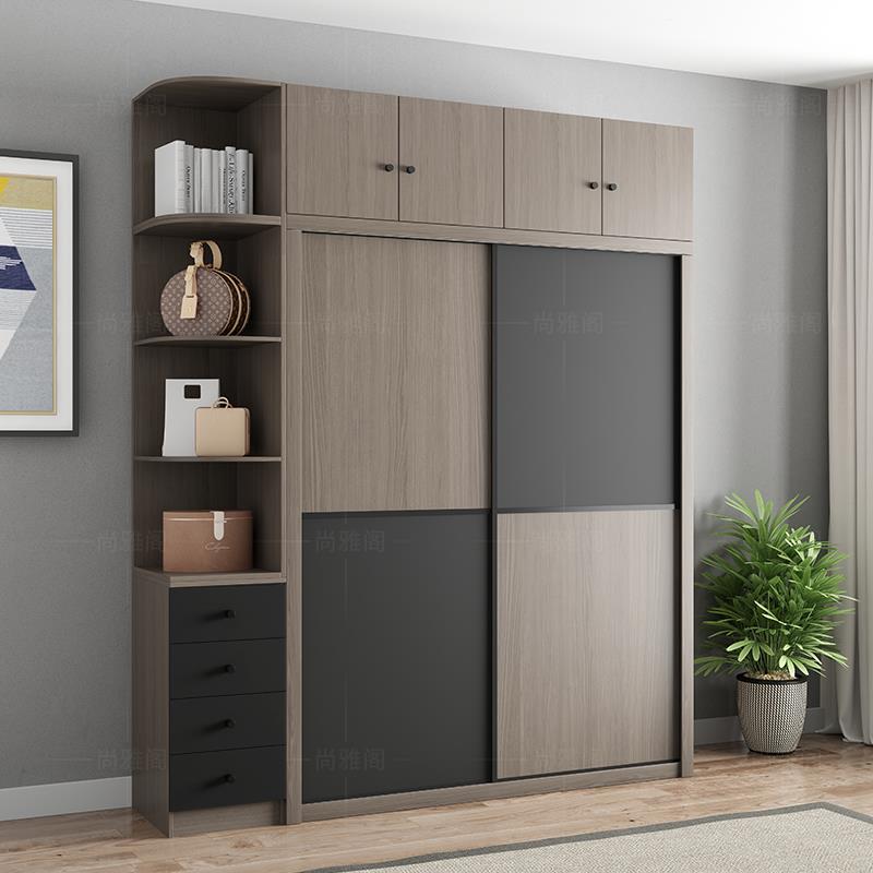 简约现代衣柜移门衣橱柜子家用卧室衣柜出租房用北欧推拉门大衣柜