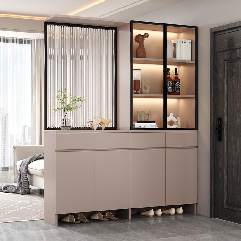 入户玄关柜客厅屏风隔断柜实木鞋柜一体2025新款进门口玻璃展示柜