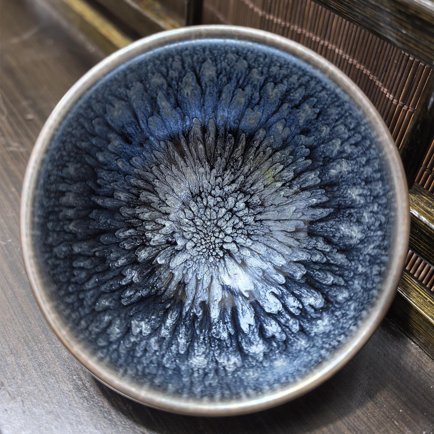 茶杯主人杯单杯原矿铁胎纯手工茶具品茗陶瓷大号百花茶杯建阳建盏