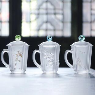 心缘堂中式简约琉璃商务杯带盖耐高温泡茶杯办公杯可定制节日礼品