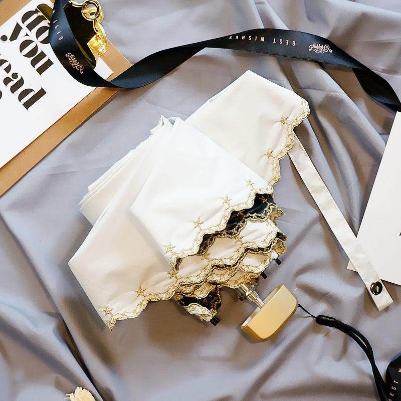 星星刺绣太阳伞超轻迷你五折伞黑胶防晒口袋小伞防紫外线女遮阳伞,居家日用,伞,淘宝优惠券,粉丝福利购,淘宝优惠卷