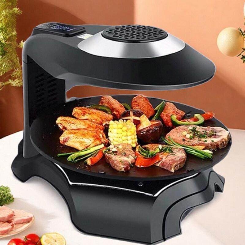 绿阳直销韩式电烤炉家用电烤盘烤肉机多功能室内旋转红外线烤盘
