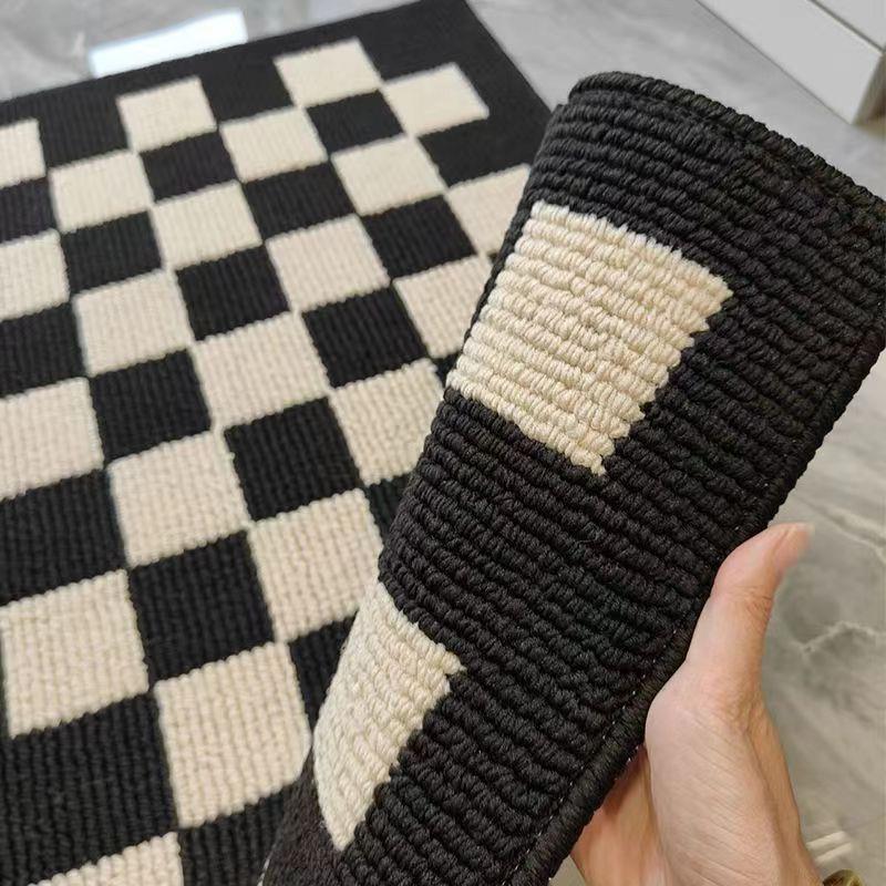 门口地垫入户地毯进门家用黑白格玄关脚垫耐脏垫子客厅棋盘格门垫