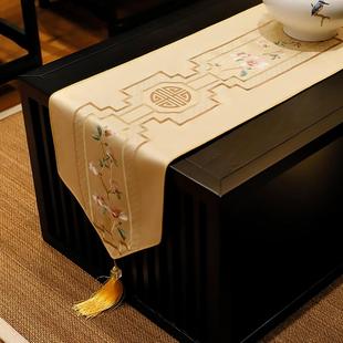 桌旗现代客厅电视柜床头柜玄关盖布餐桌布艺茶桌旗防滑 禅意新中式