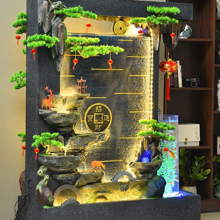 摆件庭院假山水幕墙流水客厅礼物水造景循环鱼缸户外开业招财喷泉