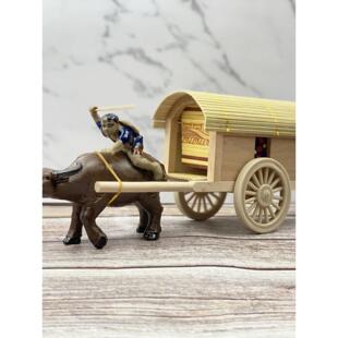 家居摆件木制工艺品牛拉马车模型实木手工创意博古架装饰活动礼品