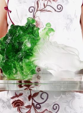 琉璃玉白菜摆件客厅酒柜隔断装饰公司开业礼物家居办公桌百财摆设