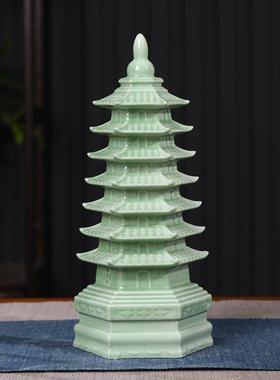 景德镇陶瓷器七层宝塔工艺品家居客厅电视柜装饰品办公室风水摆件