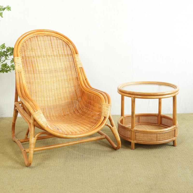 真正的藤覆古风格沙发椅慵懒躺椅设计师阳台休闲茶几椅午餐休息背