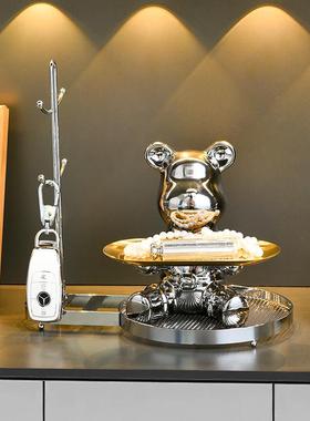 轻奢暴力熊入户玄关放钥匙收纳摆件装饰进门口高档客厅鞋柜置物架