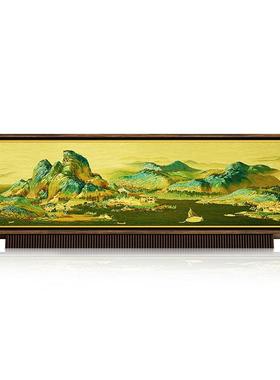 新品中国农业银行千里江山图青绿之间足银摆件礼赠正品包邮