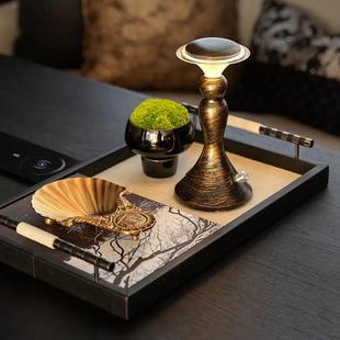 风格 无障碍豪华高端咖啡桌 样板房 桌面饰品 苔 台灯 新中式