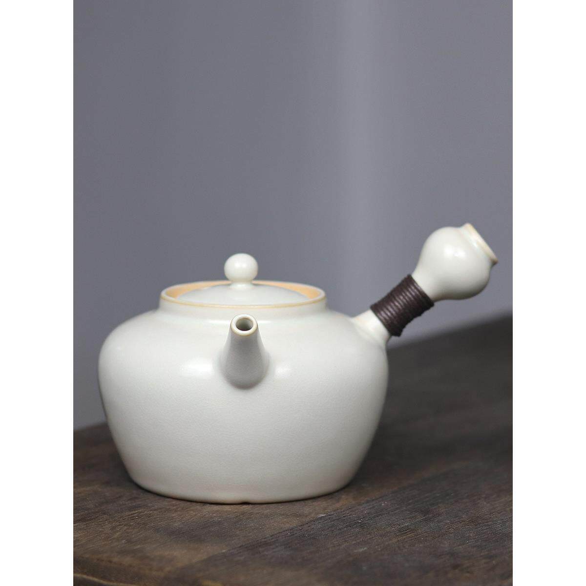 炉旁苏打釉茶壶边柄茶壶干烧陶瓷壶大容量办公室明火水壶