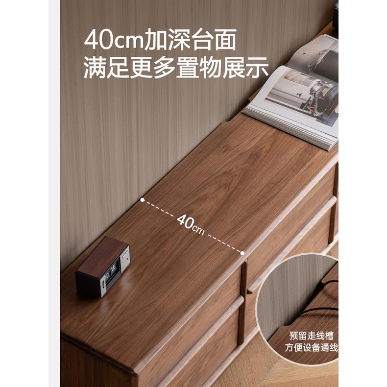 北美黑胡桃木电视柜实木覆古欧式客厅地柜组合抽屉收纳柜定制