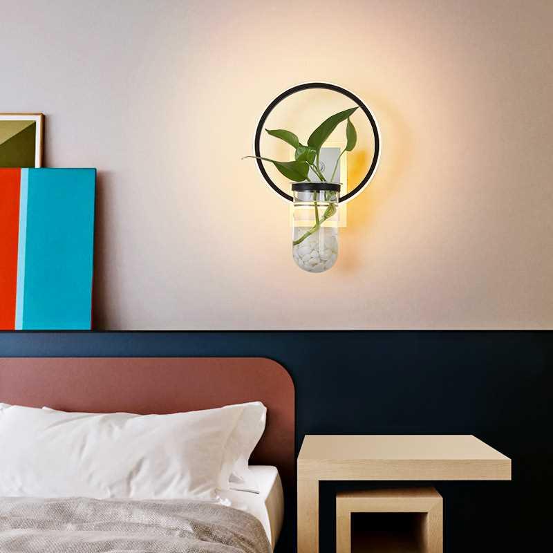 卓迩植物创意床头壁灯现代北欧壁灯墙壁卧室阳台过道花店装饰壁灯