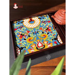 领导人结婚生日礼物竹木纹漏茶盘景泰蓝花丝珐琅彩绘DIY材料包装