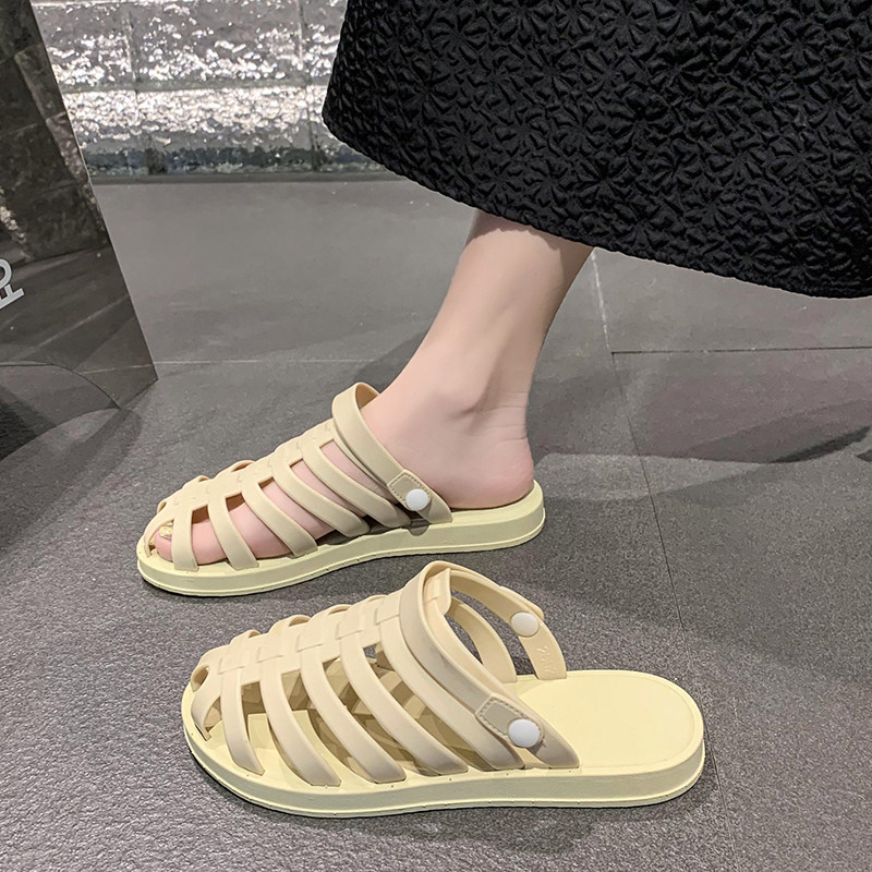 女式外出可湿水雨天外穿防滑沙滩鞋女款海边拖鞋可下水踩水凉鞋女