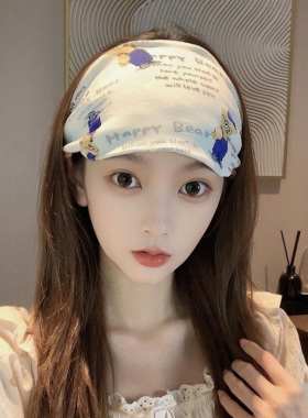 时尚纯棉月子发带春夏薄款可爱头巾帽子孕妇透气产后宽边产妇吸汗