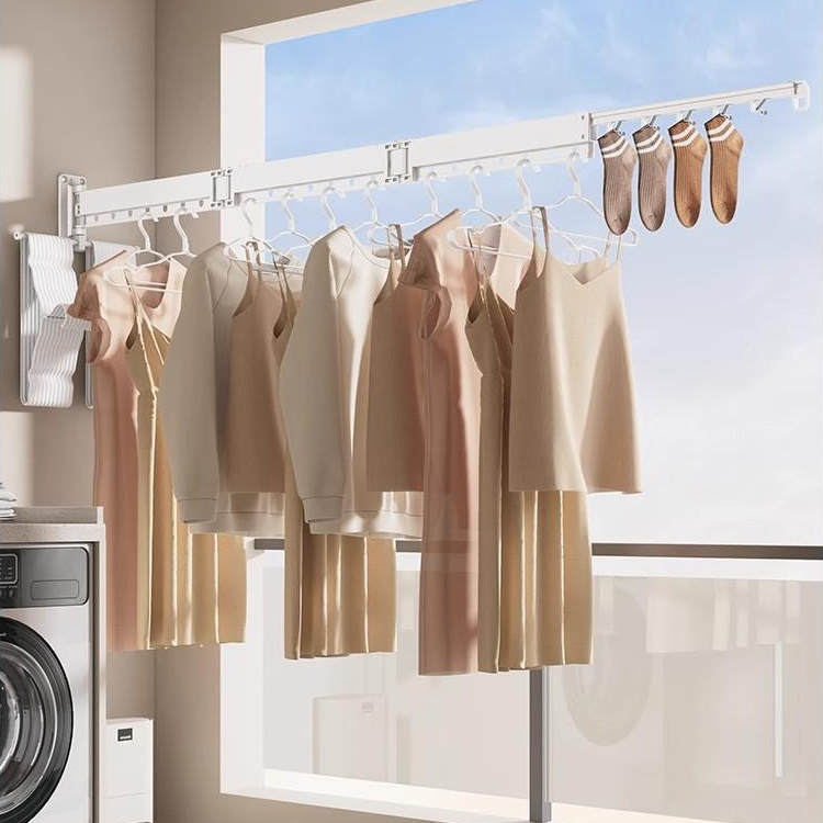 恋晴折叠晾衣架阳台家用壁挂式墙壁室内隐形晾衣杆晒被子神器挂凉