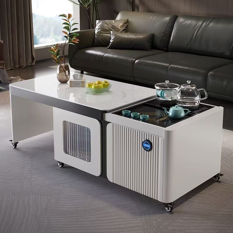 功夫茶几可移动家用泡茶现代简约客厅高级升降茶几岩板多功能茶桌