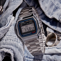 casio卡西欧手表男士复古小方块银表学生女款石英电子A158W A159W