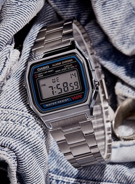 casio卡西欧手表男士复古小方块银表学生女款石英电子A158W A159W