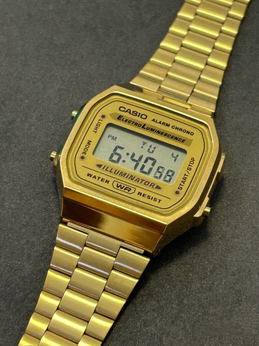 卡西欧小金表潮流复古小方表中性表A168WG-9