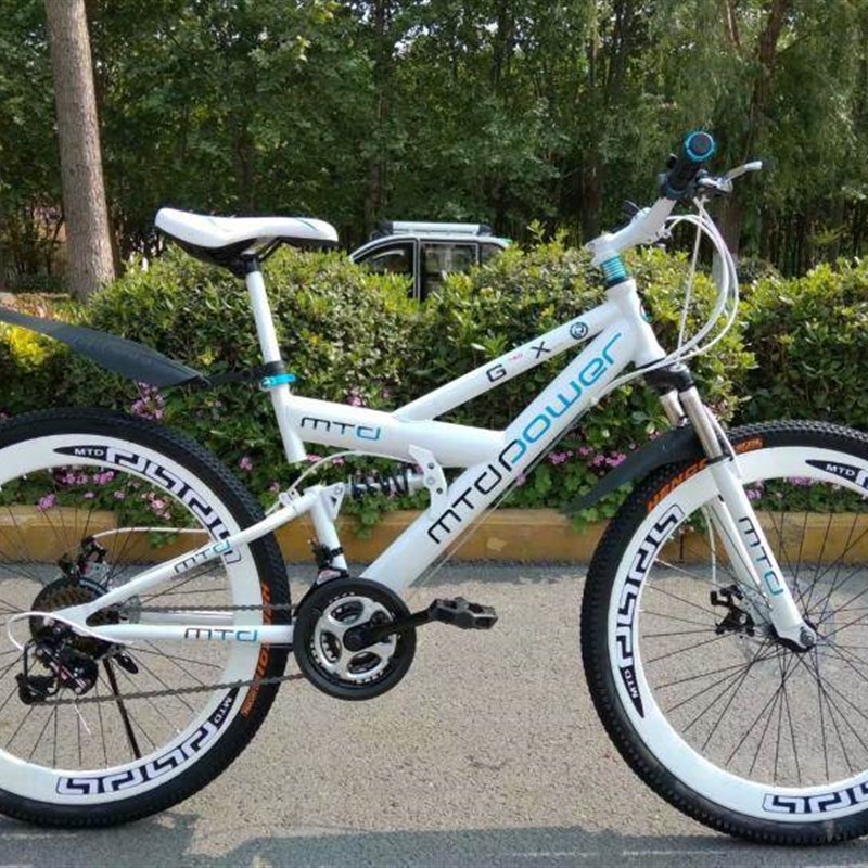 极速前后双减震i登山自行车带后座人学生变速自行车避震登山车成