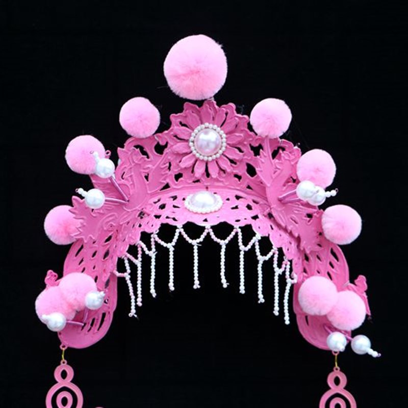 极速新款 粉色凤冠帽子r 服装 京剧戏曲小过桥 丫鬟小姐头饰 抖音