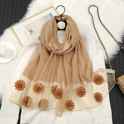 极速Organzag nail flower splicing long scarf clothes for wom