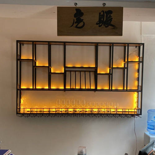 极速酒吧吧台酒柜靠墙壁挂式置物架D工业风铁艺展示架创意壁挂红